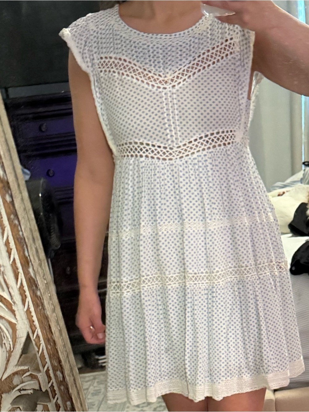 Free People White Eyelet Crochet Sundress
